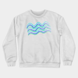 blue green water waves art Crewneck Sweatshirt